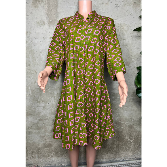 zuri Dresses Zuri Green And Pink Be Swell Dress Sz Large Poshmark